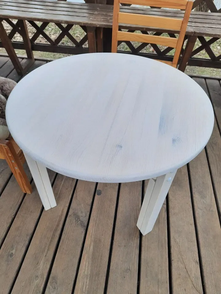 Childrens wood round table height adjustable in 3 positions for kids from 2 years Toddler table Montessori furniture Nursery decor Kids gift