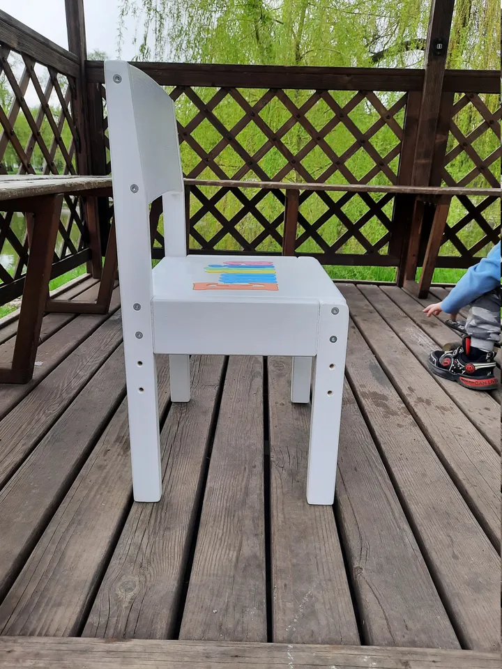 Wood child chair with puzzle name Adjustable height kids furniture from 1 years old Toddler wooden chair Gift for kids Playroom chair