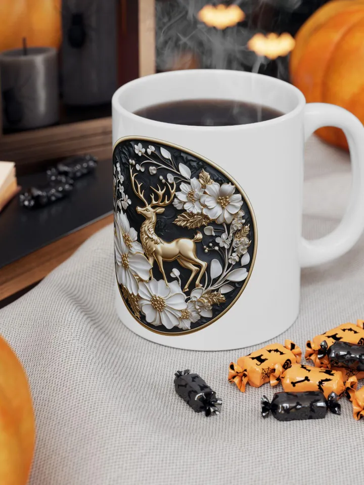 Elegant Floral and Deer Design Ceramic Mug - Perfect Gift for Nature Lovers | Coffee Lovers | Housewarming | Birthdays