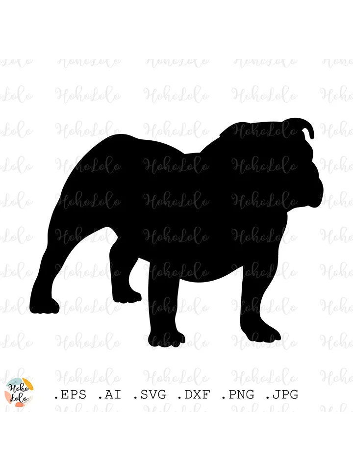 Bulldog Svg, Bulldog Silhouette, Bulldog Cricut, Bulldog Clipart Png, Bulldog Stencil Template Dxf