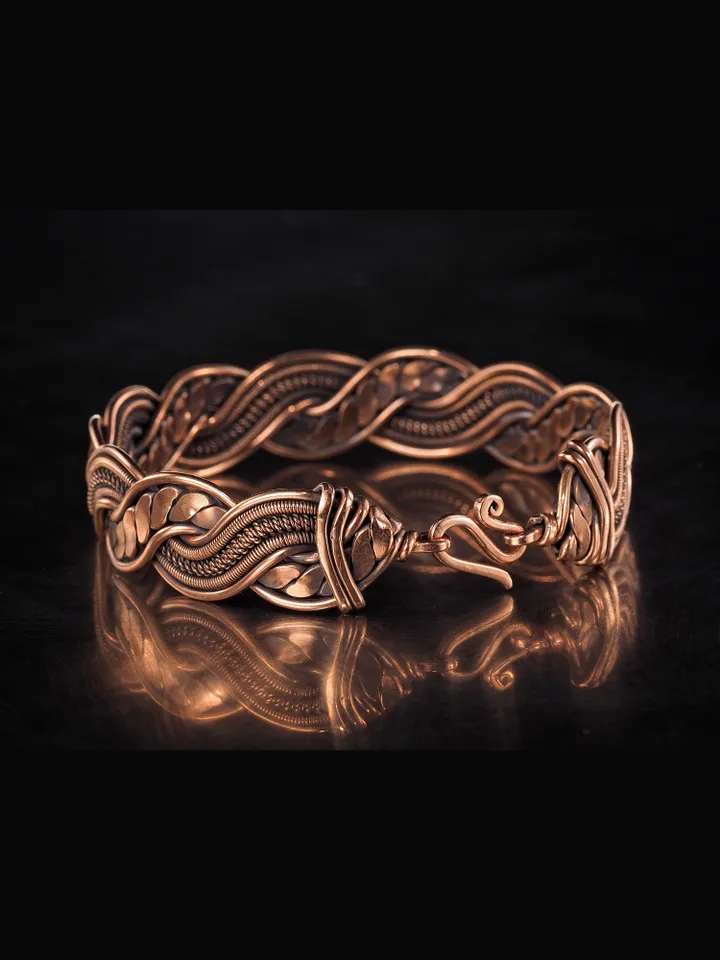 Woven copper wire bracelet Antique style handcrafted copper jewelry Unique gift