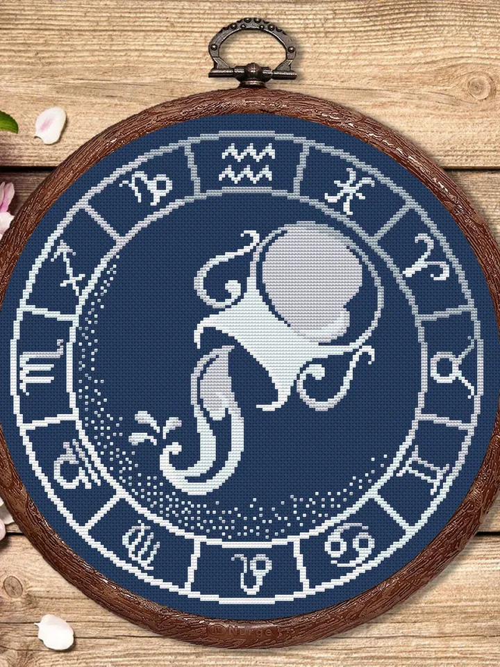 Aqvarius Silver Cross Stitch Pattern, Zodiac Cross Stitch, Astrology Cross Stitch, Aqvarius Pattern, Zodiac Sign Cross Stitch #zdc024