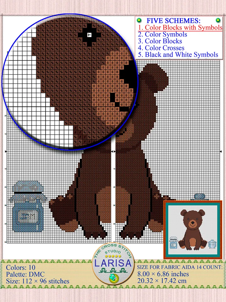 Bear Cross Stitch Pattern | Adorable Bear Cub Stitch Pattern