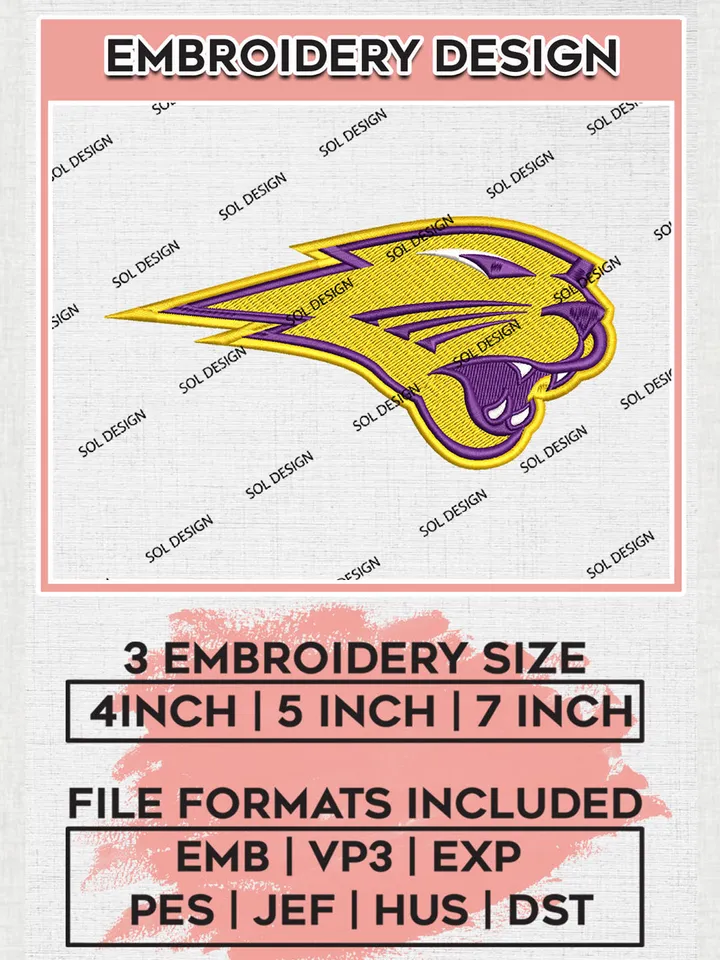 Northern Iowa Panthers Embroidery Designs, NCAA Logo Embroidery Files, NCAA Northern Iowa Panthers Logo, NCAA Embroidery Designs, Machine Embroidery Designs, Digital Download