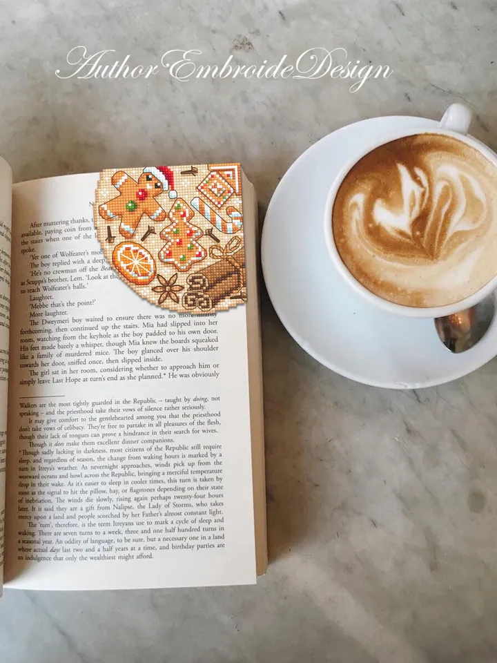 Corner bookmark cross stitch pattern PDF download Christmas gingerbread cross stitch chart, Christmas bookmark pattern digital PDF #N382