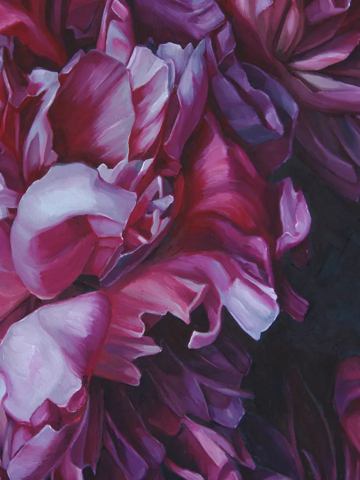 Purple peonies large oil painting