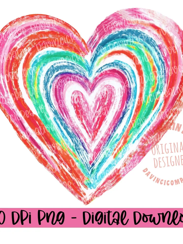 Valentines Day png Sublimation, Valentines heart printable, colorful rainbow heart digital, Valentines love clipart, Happy Valentines day