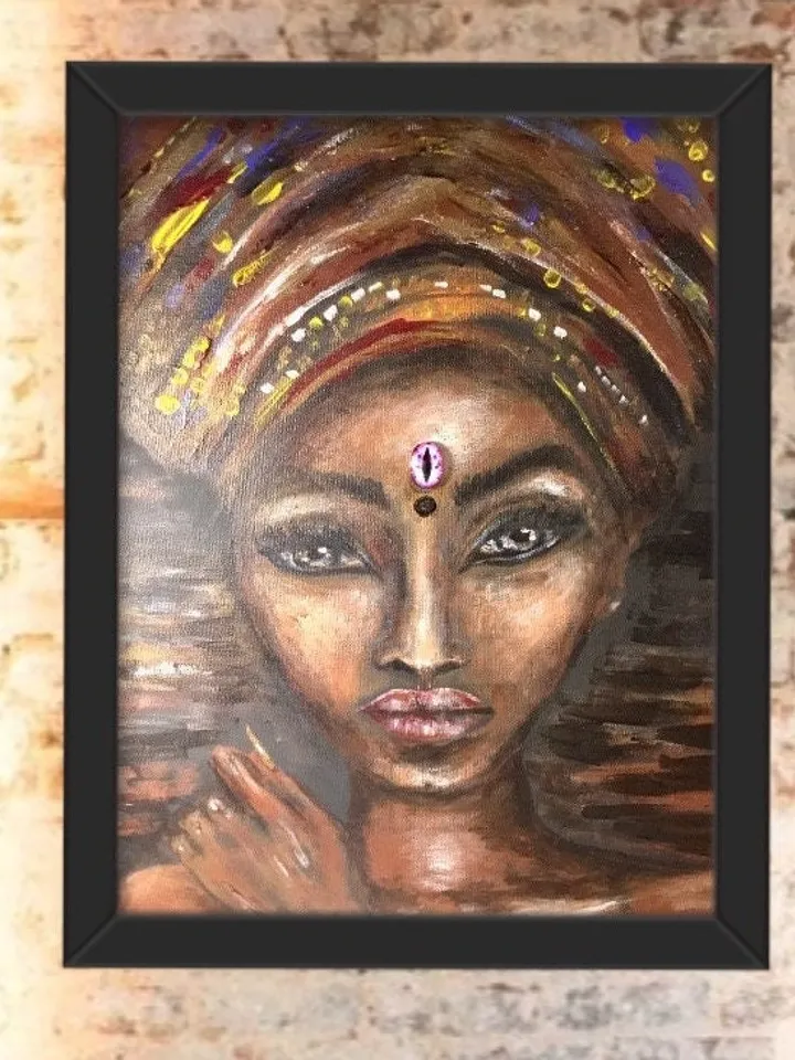 Beautiful woman in a headscarf painting,african woman painting,canvas wall art.