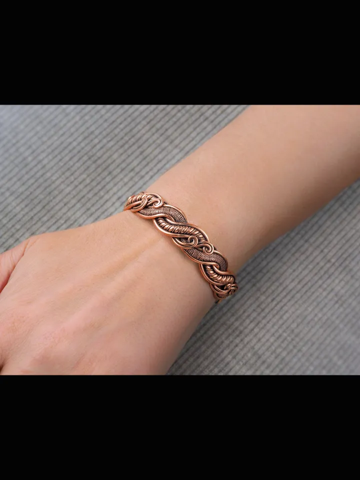 Unique handmade copper wire wrapped bracelet for woman Woven wire copper jewelry Wire wrap art copper jewelry Handmade