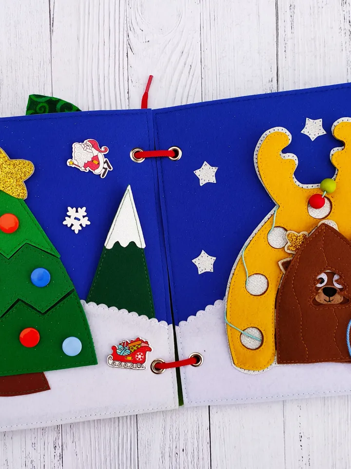Christmas Quiet Book pattern for toddler, Felt activity book, Soft book for kids, Christmas gift for toddler 3,4,5,6 year old