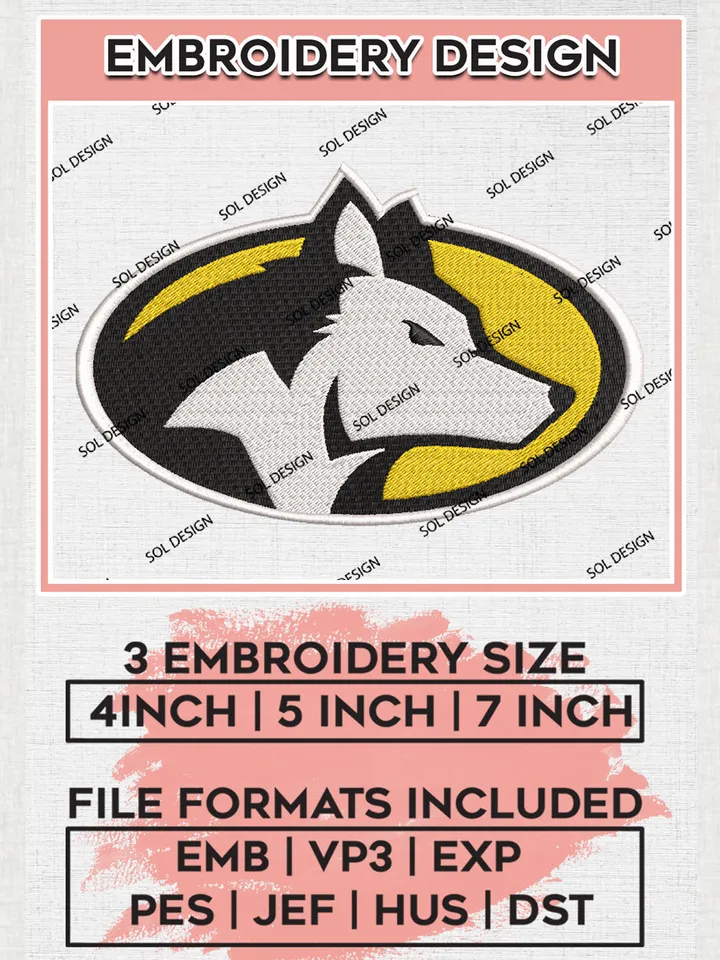 NCAA Michigan Tech Huskies Team Head Mascot Logo Embroidery Design Files, NCAA Michigan Tech Huskies Machine Embroidery, NCAA Teams, 3 sizes, NCAA Machine embroidery designs, Digital Download
