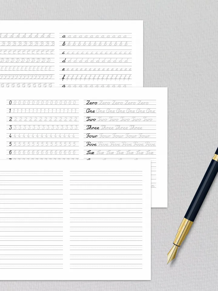 Calligraphy tracing worksheets, handlettering practice, cursive letters printable