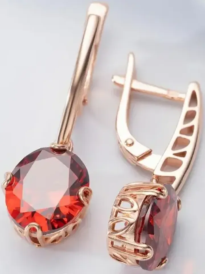 Earrings silver 925 gold plated with garnet