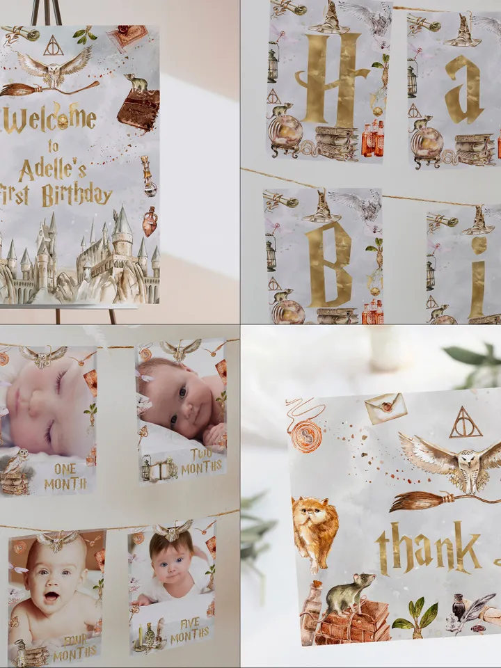 The Chosen One Big Bundle; Wizard Birthday Party Bundle Templates; Magic School Birthday Party Template; Editable Wizard Party Template; W8