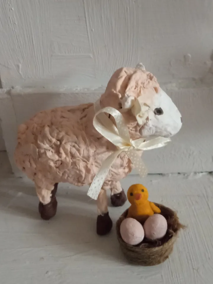 Easter sheepwith basket handmade/Easter decor/Easter decoration/Easter gift/Xmas decor/Christmas decoration/
