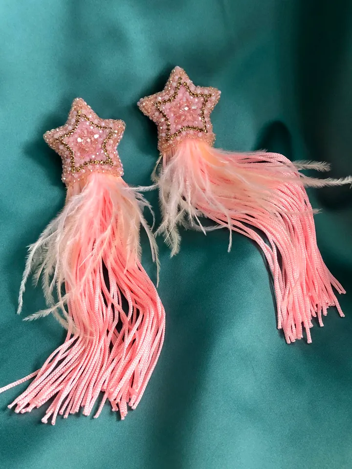 Feather and Crystal Earrings