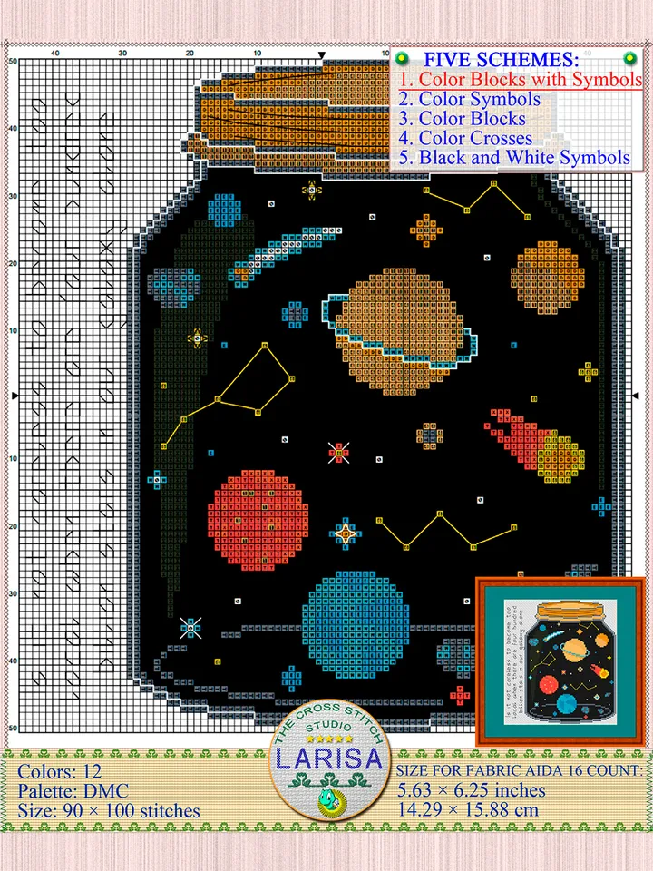 Galaxy Cross Stitch Pattern | Galactic Jar | Explore the Cosmos