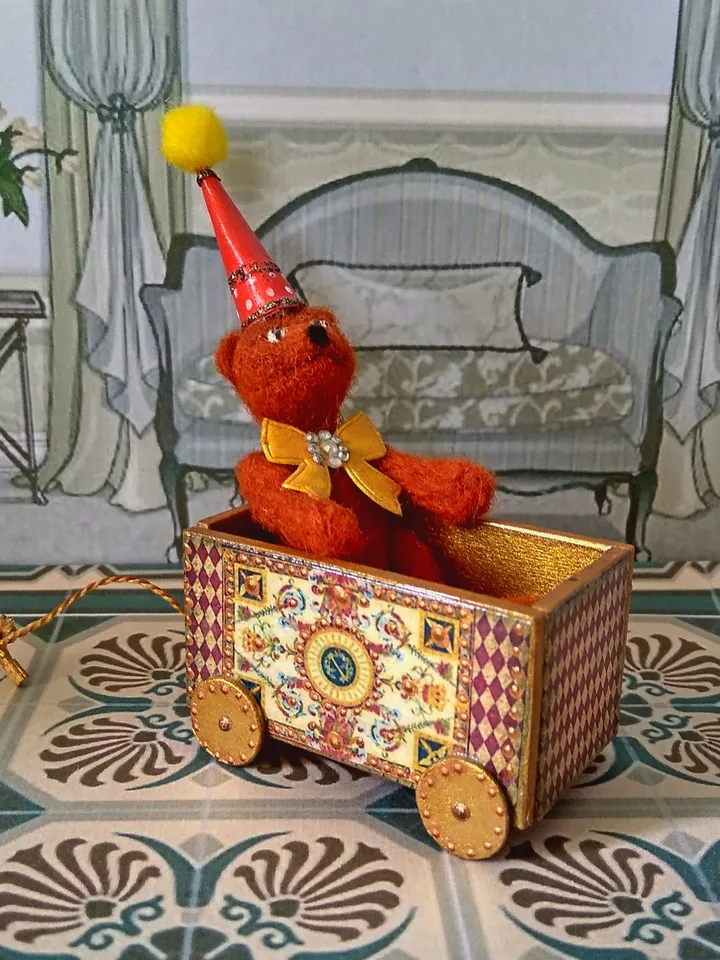 Trolley for dollhouse. Doll toy.1:12 scale.