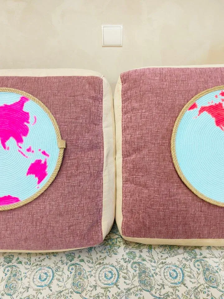 Set of 2Round Rugs,Planet Earth,World Map,space children's room,Table Stand,placemat,earth day gift,space decor,dresser decor,gift,mug rug