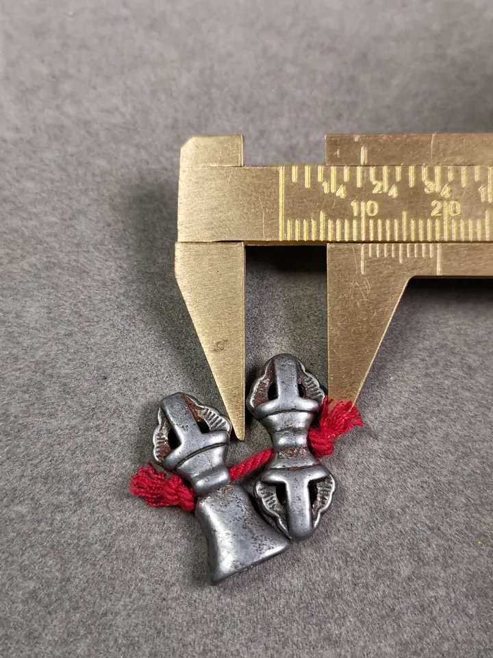 Gandhanra Handmade Tibetan Amulet Pendant,Mini Vajra and Dorje Bell, Mala Marker Bead Accessories, Made of Cold Iron
