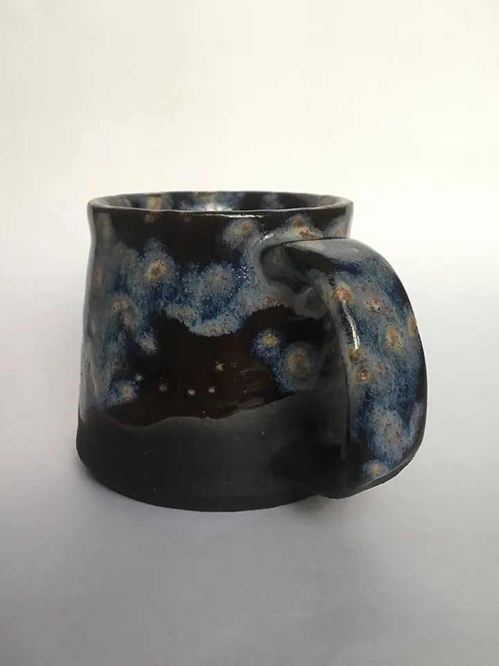 Blue and black galaxy glazed stoneware mug