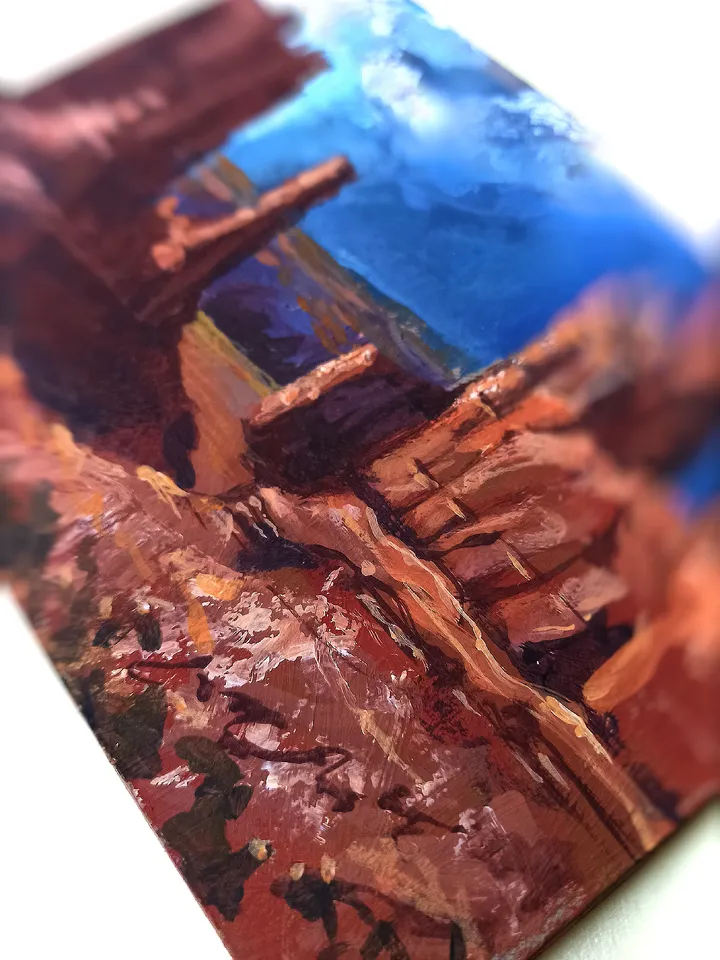 The Courthouse Towers. Original acrylic painting 5x7"