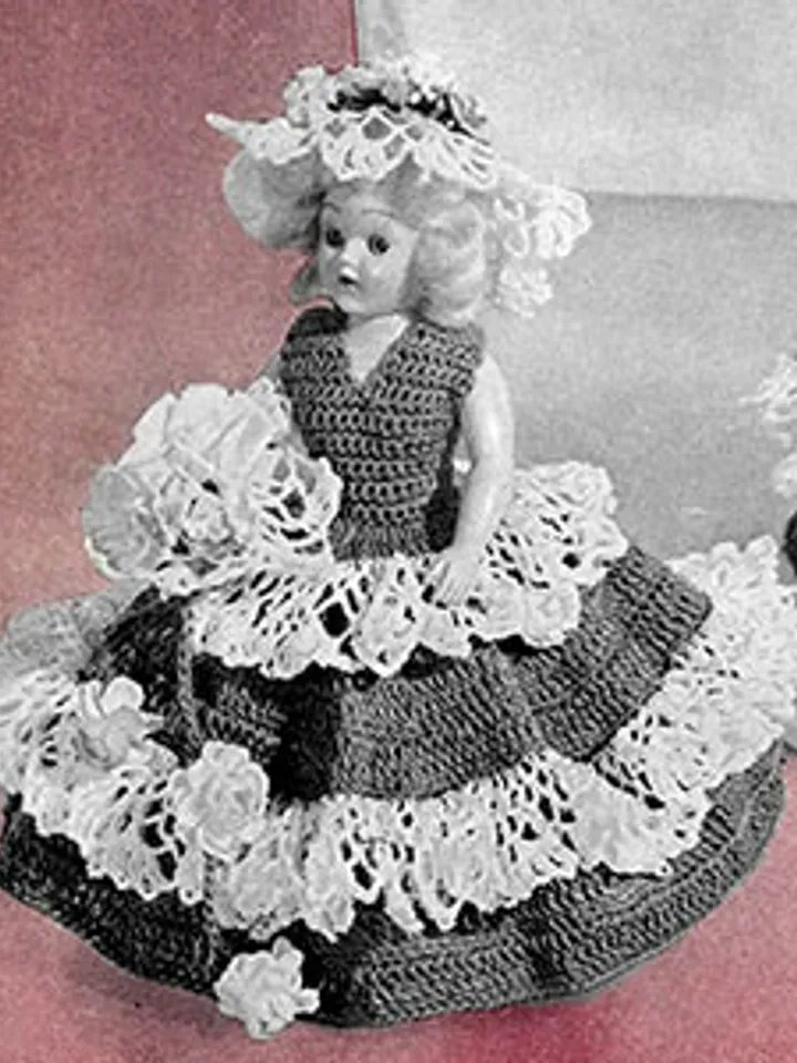 Vintage Crochet Pattern Dress for Doll Miss April Doll Pattern Digital Download PDF