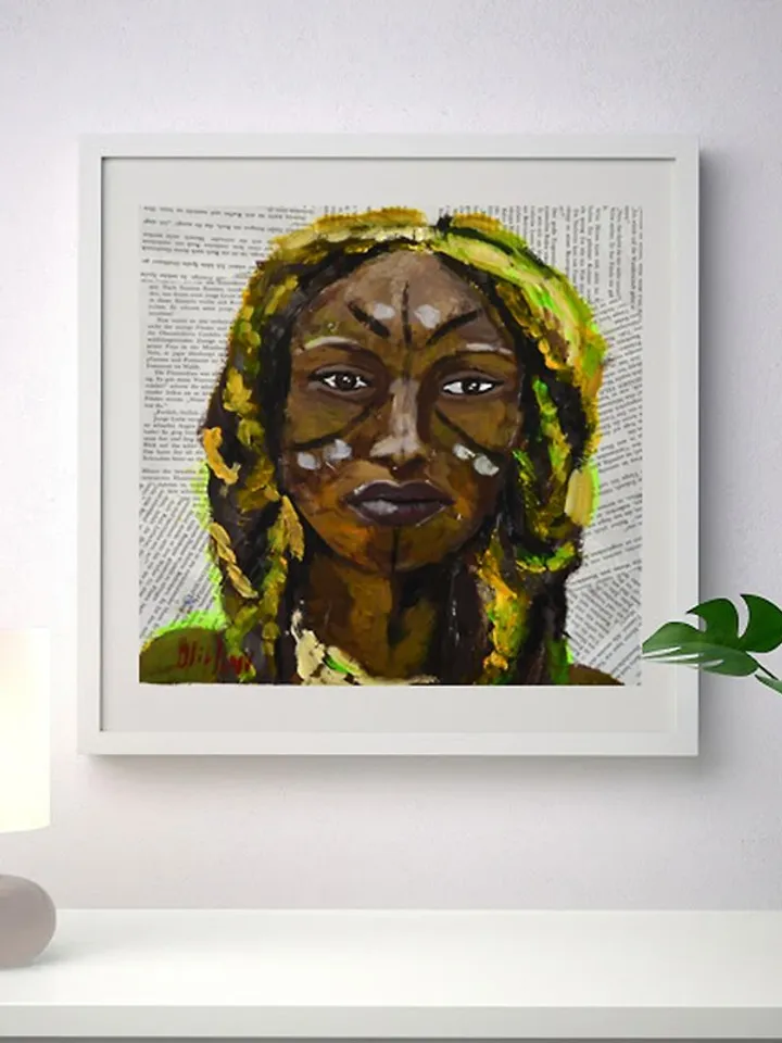 African American Woman Art African Girl Painting Portrait Wall Art