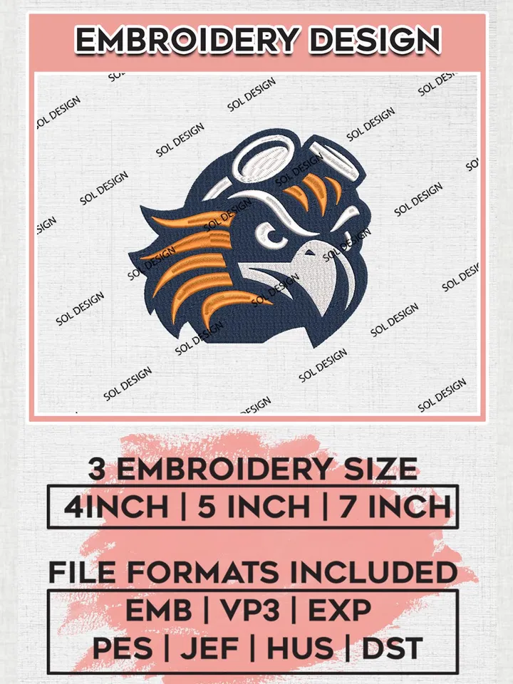 NCAA UT Martin Skyhawks Team Head Mascot Logo Machine Embroidery Design, NCAA UT Martin Skyhawks Team Design Design files, NCAA Team Embroidery Designs, NCAA Machine Embroidery Designs, Digital Download