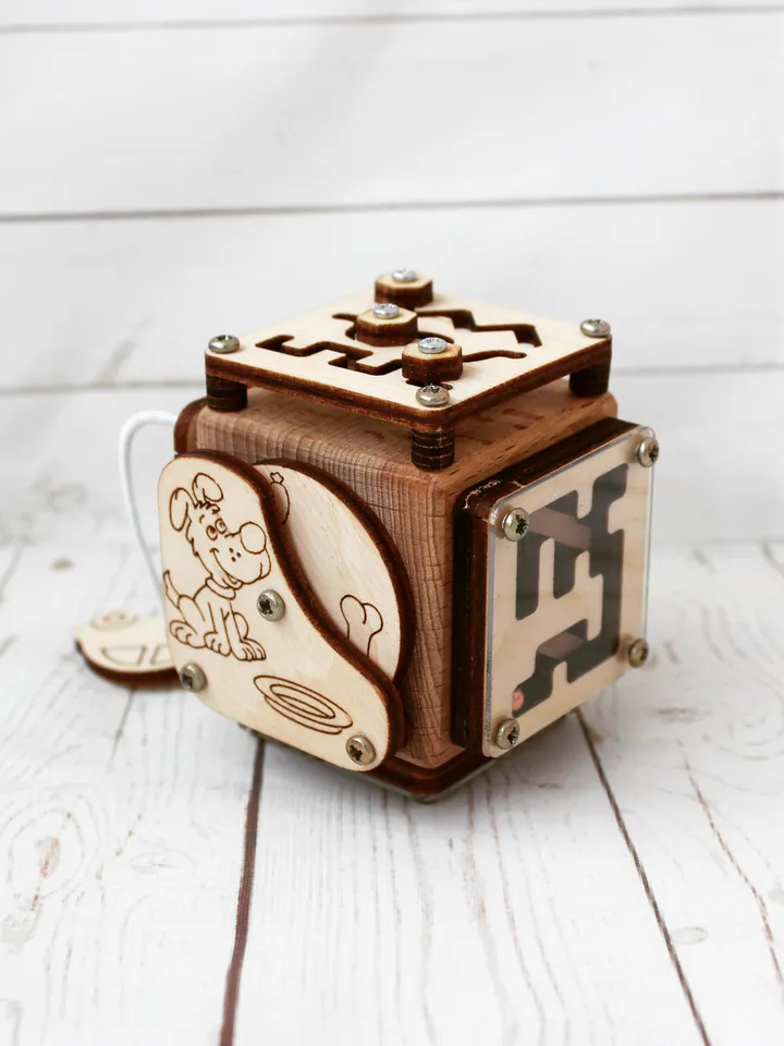 fidget cube - wooden baby Busy cube, montessori toy for toddlers