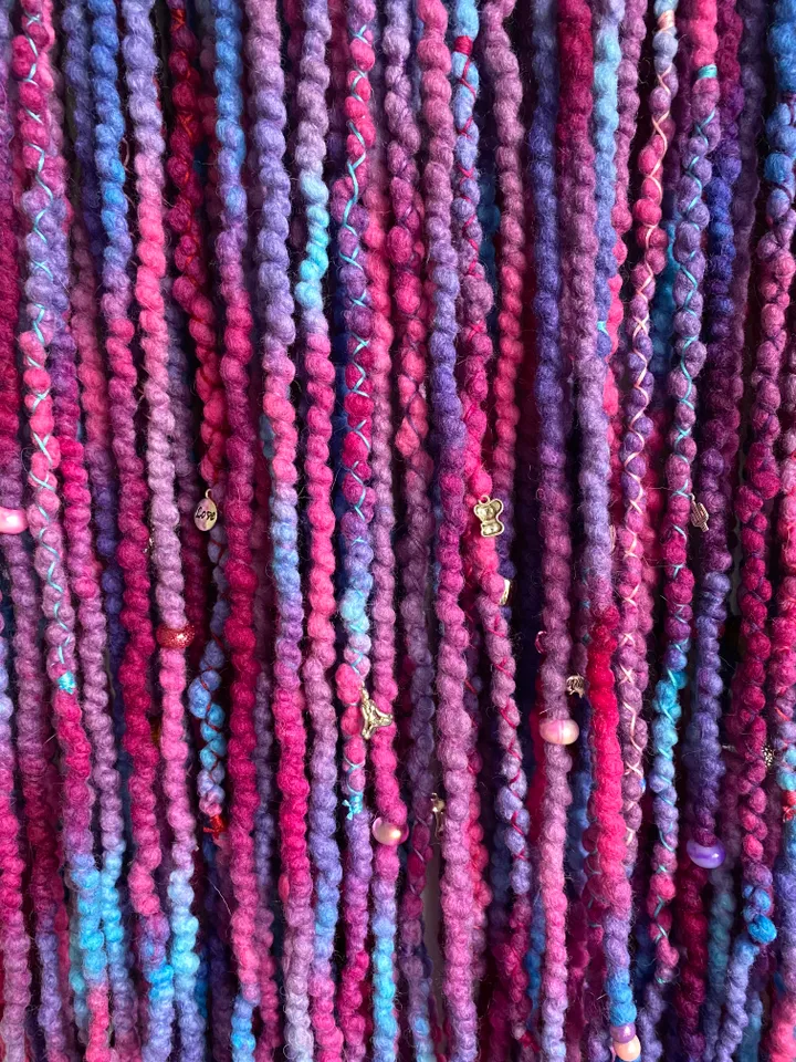 Purple blue pink Wool Double Ended dreads π Ready to Ship