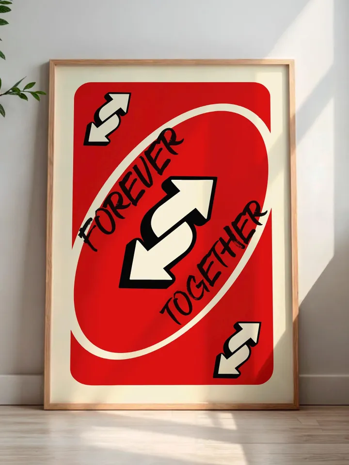 Forever Together play Reverse Card Wall Art Funny Meme Poster Digital Download Red Black Typography Pop Culture Print Game Room Meme Decor
