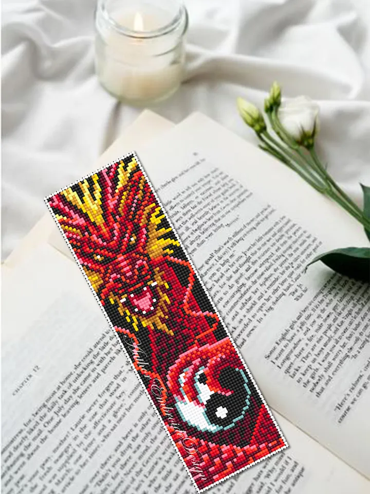 Dragon bookmark cross stitch pattern PDF download Fantasy red dragon cross stitch, Chinese dragon pattern, Yin yang, Chinese New Year #B271