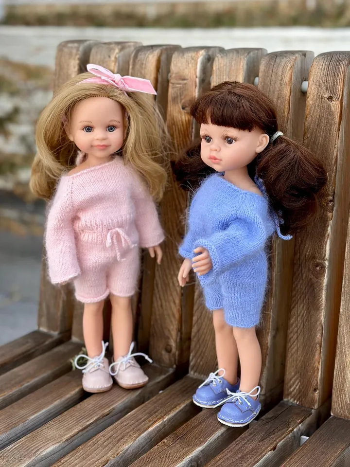 Jumpsuit seamless for Paola Reina KNIT PATTERN and tutorial for Boneka 12-13 inch doll, Ruby Red Siblies, Les Cheries 32 cm PDF eng