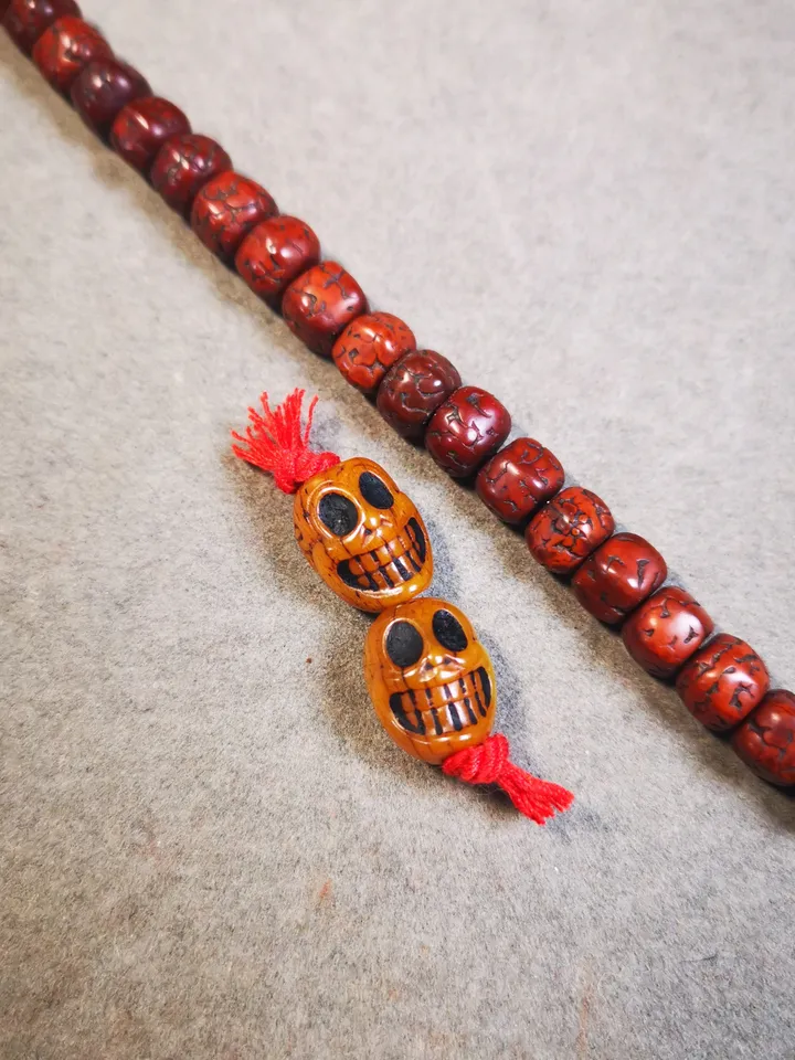 Gandhanra Tibetan Yak Bone Carved Skull Sītavana Beads for Prayer Beads,Mala Necklace Accessories