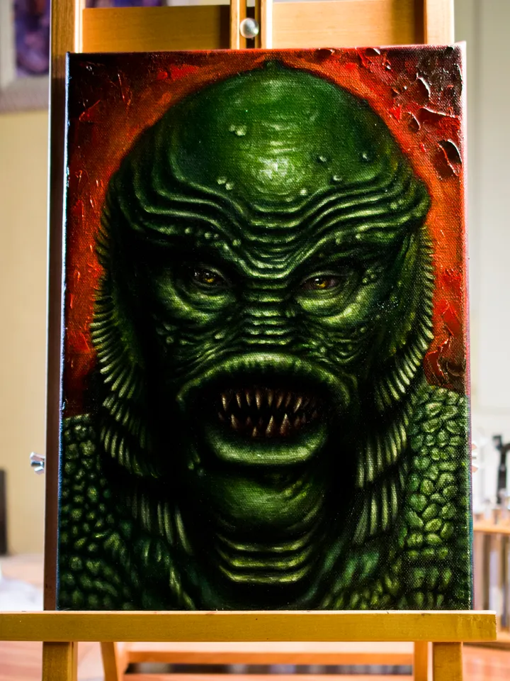 Original oil painting of Creature from the Black Lagoon