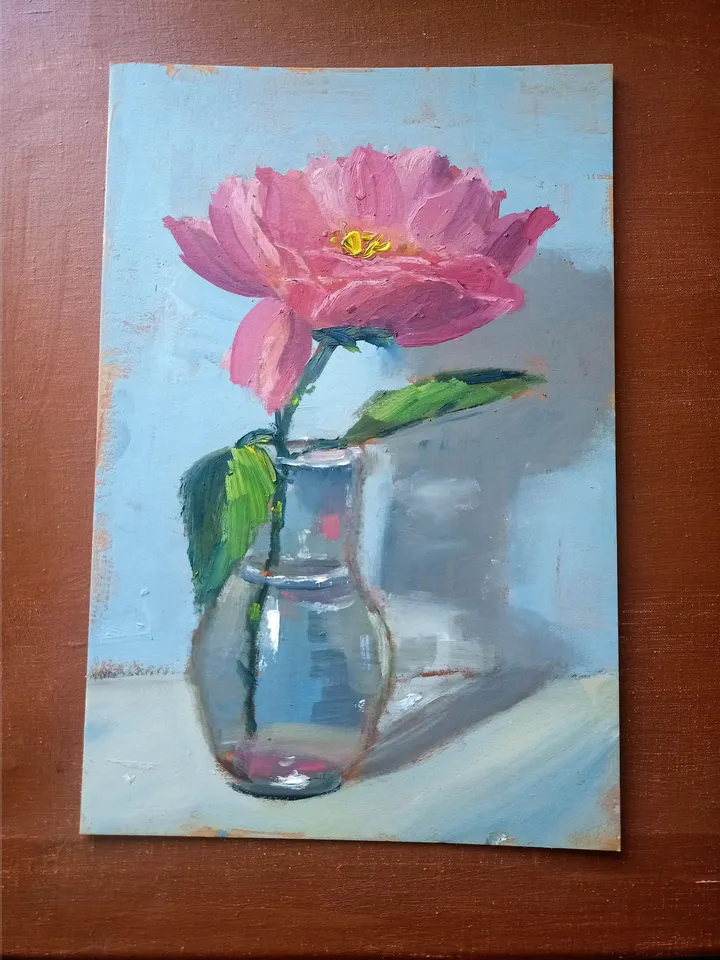 Peony Original Oil Painting Small Gift Peony Painting Sketch Art Peonies Wall Decor Impasto Wall Painting Flower Oil Painting original