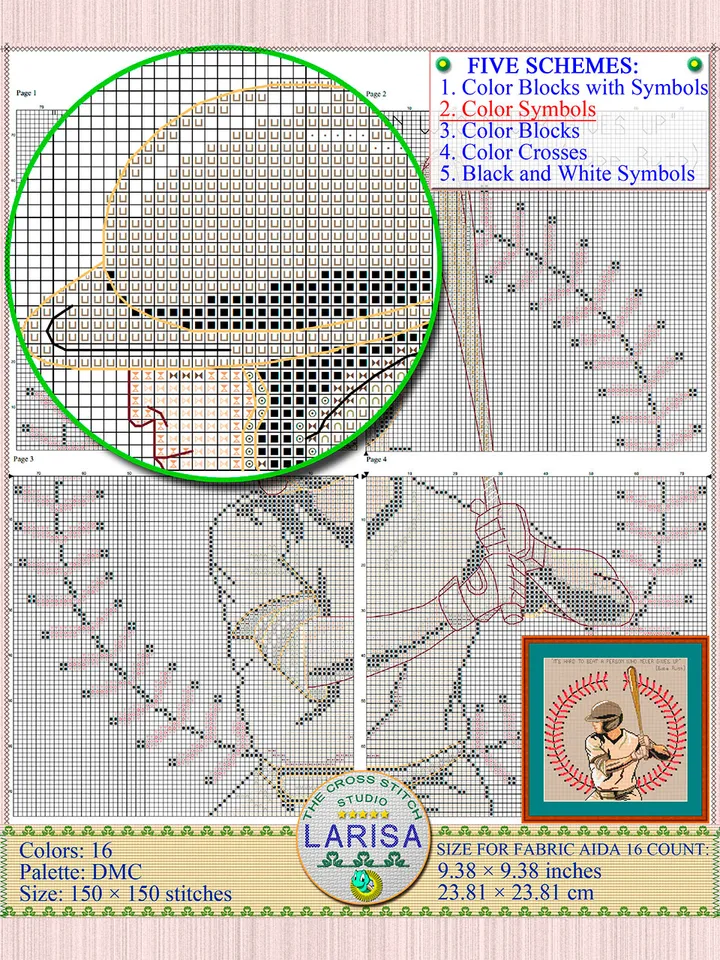 Baseball Cross Stitch Pattern | Baseball Player