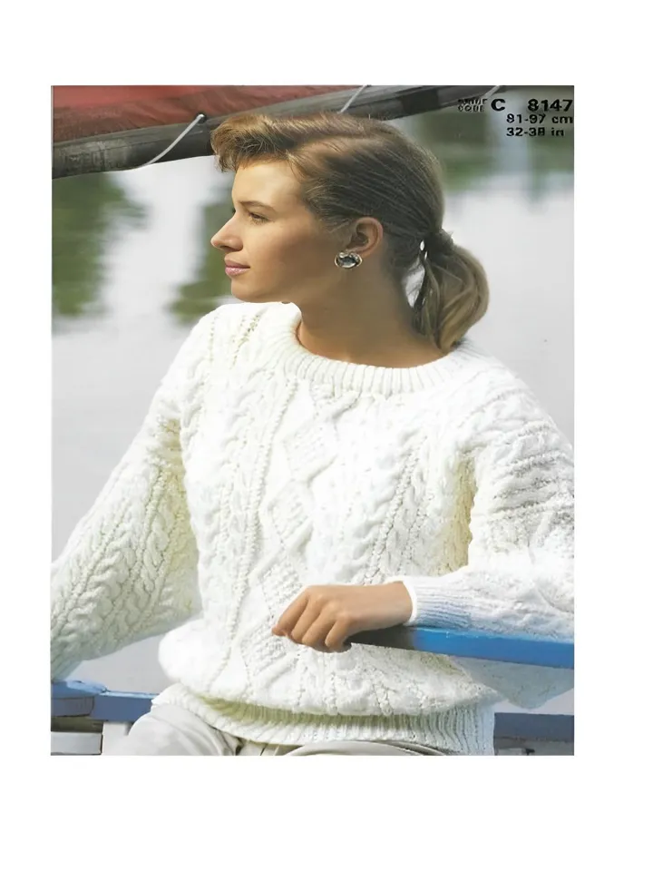 Sweater knitting pattern, aran sweater pattern, women sweater, chunky sweater pattern