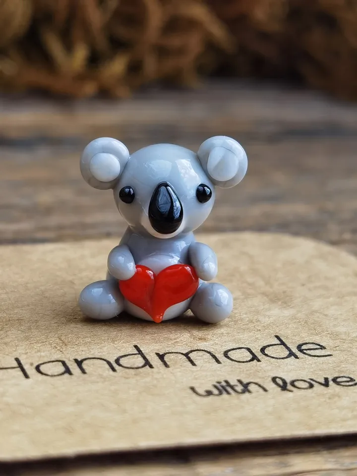 KOALA MINIATURE ANIMALS koala gifts I love you Koala figurine Koala ornament Koala Valentine Glass Koala Zen garden Terrarium figurine