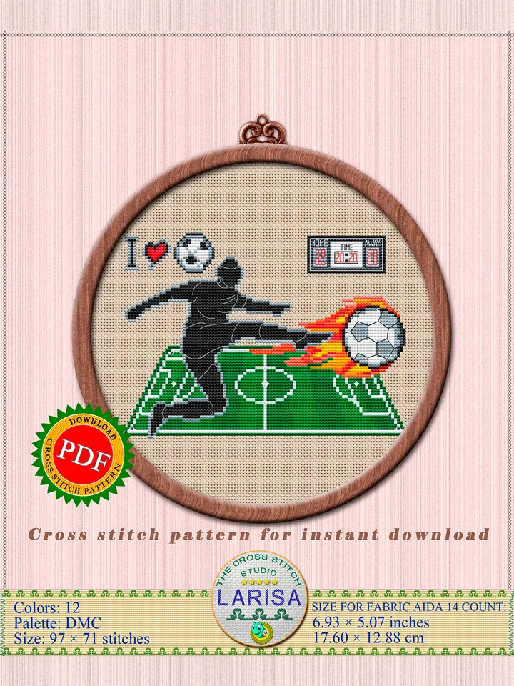 Football | Soccer Cross Stitch Pattern  | Football player