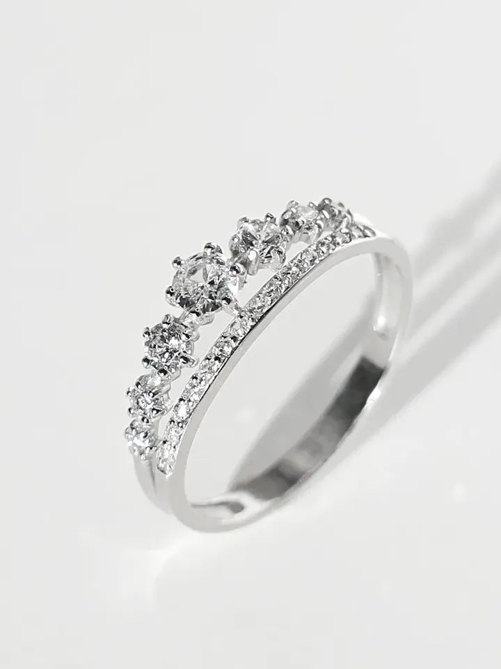 Engagement Ring silver 925 with cubic zirconia, women's ring