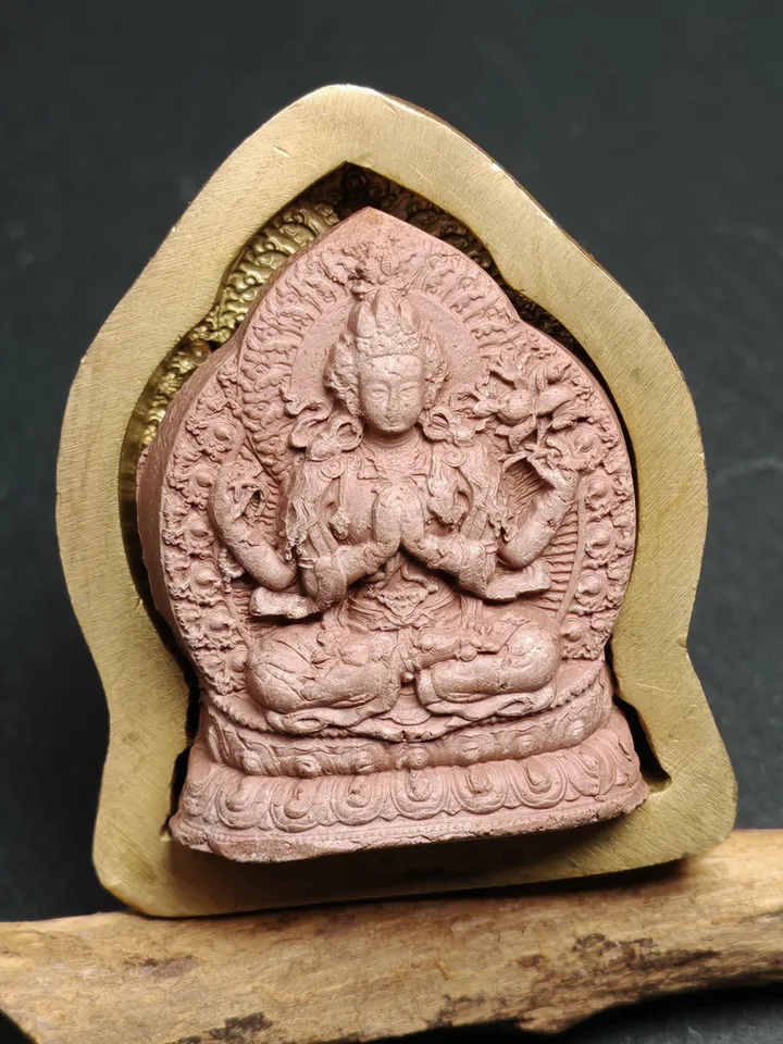 Chenrezig Tsa Tsa Mold,Old Version 4.5cm Height, Gandhanra Unique Tibetan Buddha Statue ,Mould For Making Clay Statue,Tsha Tsha