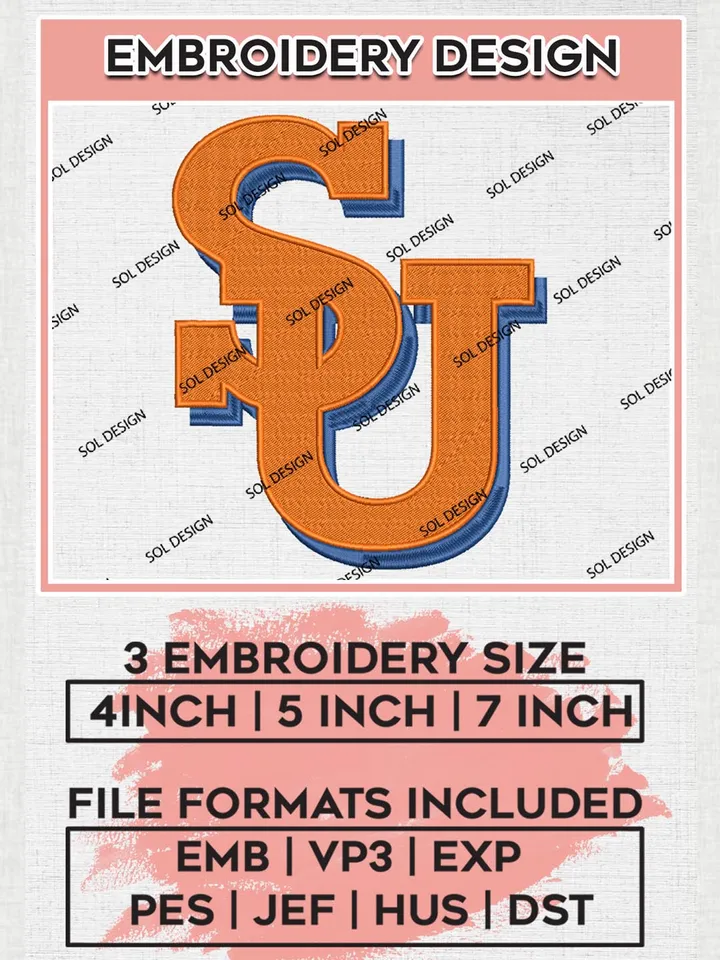 SU Orange NCAA College Team Logo Embroidery Design Files, NCAA Syracuse Orange Machine Embroidery, NCAA Teams, 3 sizes, NCAA Machine embroidery designs, Digital Download