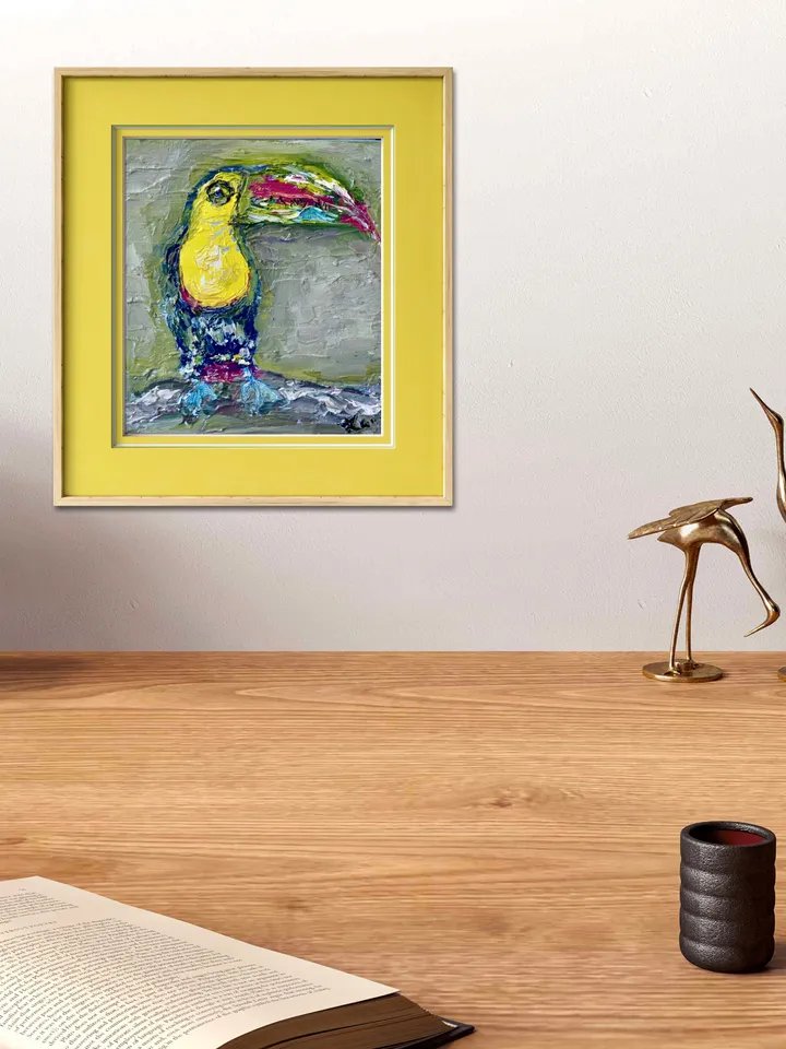 Parrots diptych ,original oil painting on stretched canvas, gift, home decoration,exotic birds painting,small painting wedding gift.