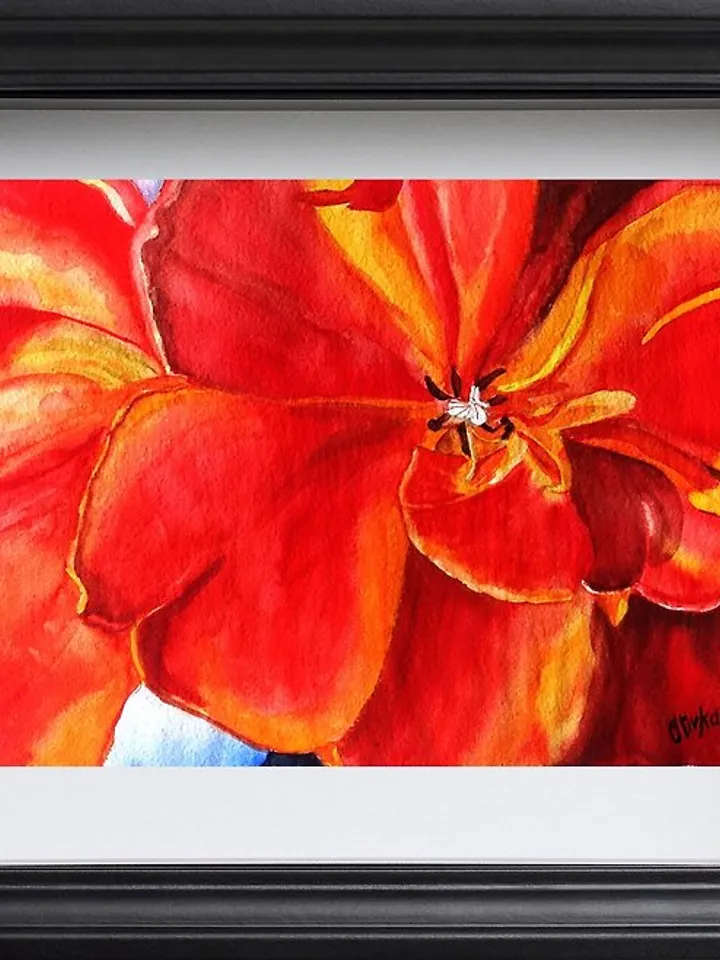 Tulip Painting Floral Watercolor Texas Original Art Flower Wall Art