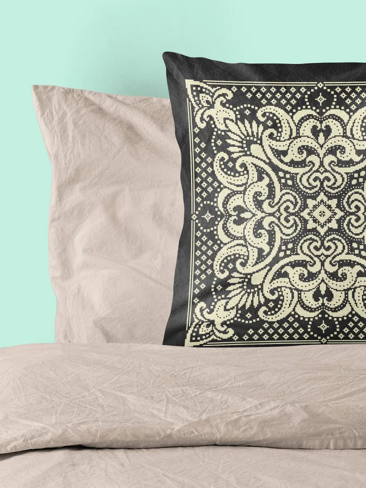 Square mandala cross stitch pattern PDF download, Carpet counted cross stitch chart, Square ornament pattern for cross stitch pillow #M200