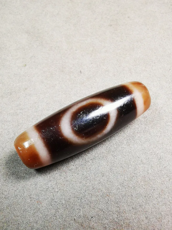 Gandhanra Tibetan Heaven & Earth Dzi Bead,Tibetan Chung,Protective Amulet,Small Size 38*12 mm