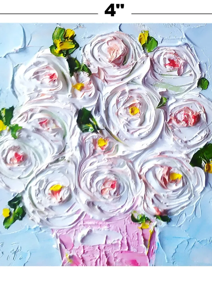 Ranunculus Painting Flowers Original Art 4 x 4 Ranunculus Art Impasto Oil Painting Floral painting by ArtProkopaloSv