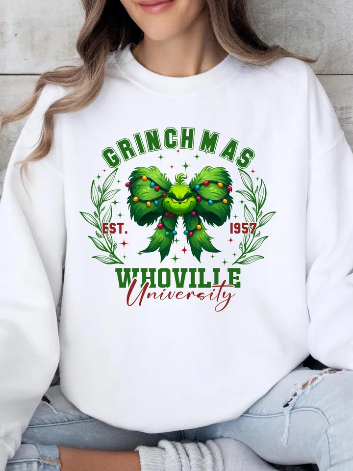 Whoville University Est 1957 PNG | Funny Grincmas Sublimation for Print PNG | New Year Trendy, Grinchmas university clipart